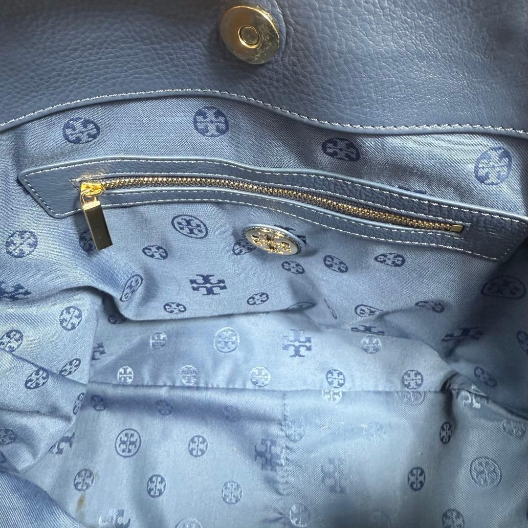 Tory Burch Blue Python Embossed Suede Leather Tot… - image 16