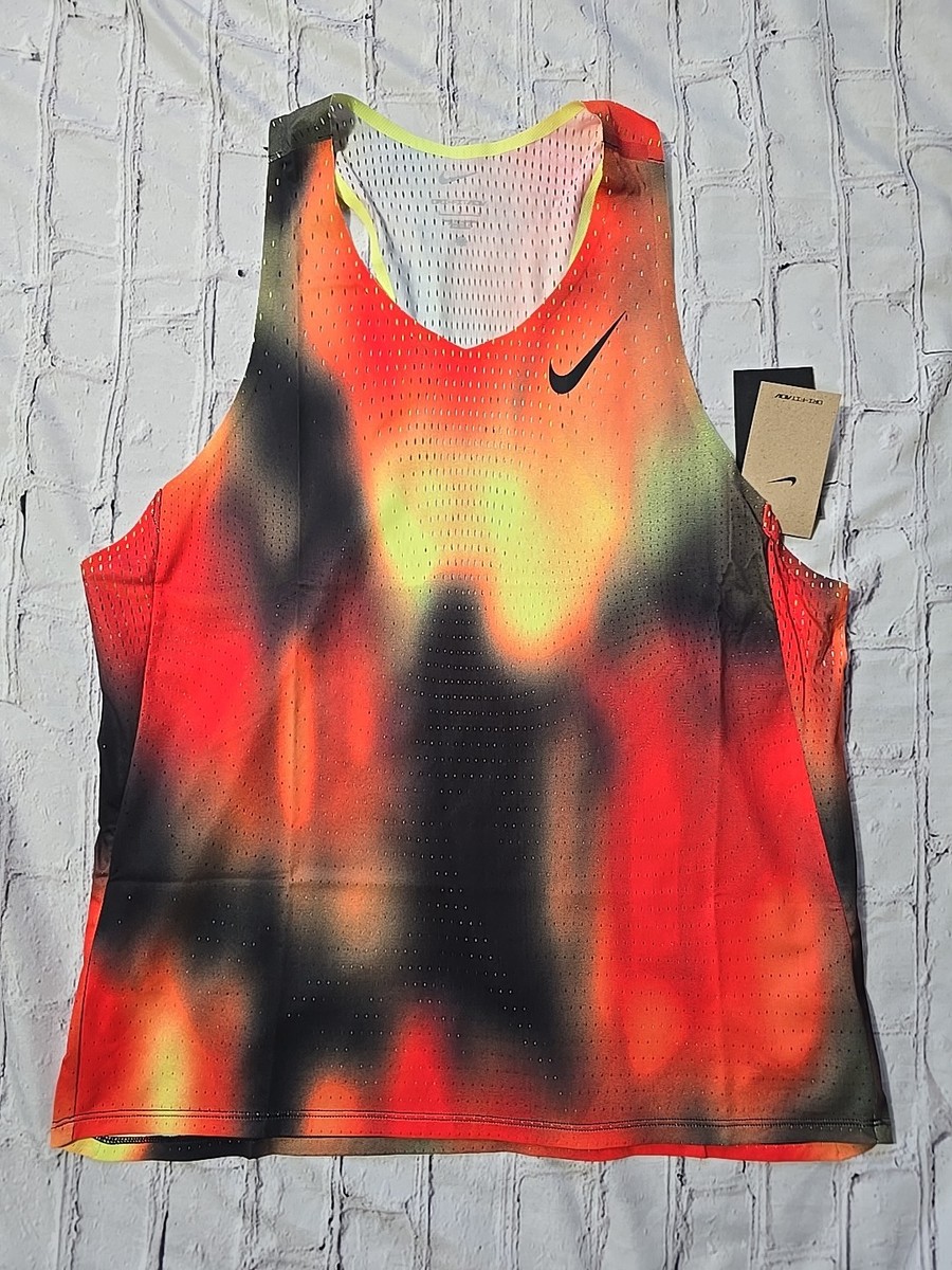 MENS Large NIKE AEROSWIFT ELITE SINGLET TANK RED BLACK HJ3380 736