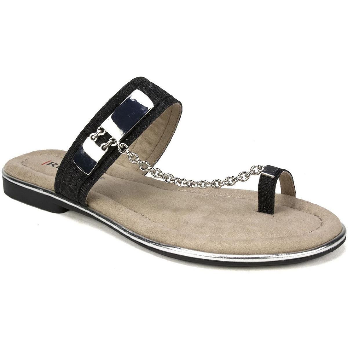 Женские босоножки на плоской подошве Rialto Zoria черного цвета с цепочкой, размер 6,5 (B,M), BHFO 1079