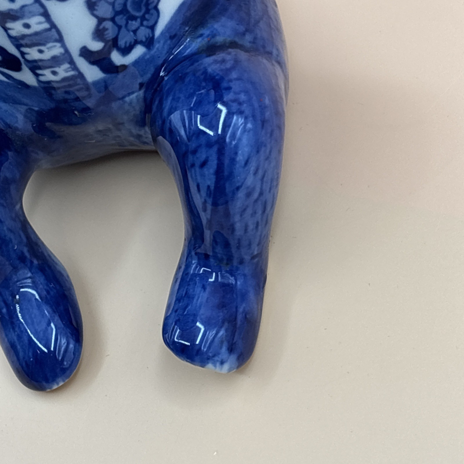 Vintage Chinoiserie Porcelain Monkey Blue White Holding Bowl Trinket Dish Soap