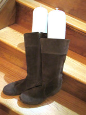  225 DANSKO BOOTS DENMARK 15" TALL ZIP WINTER BROWN SUEDE LEATHER 39 M 8.5 9