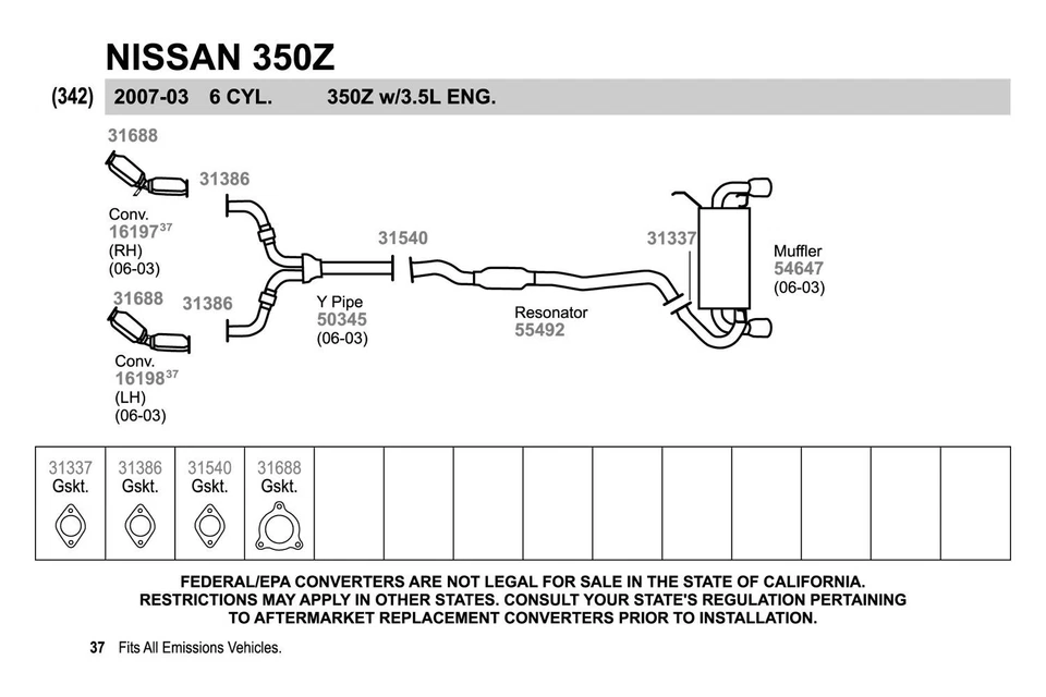 For Nissan 350Z 2003-2007 Walker 55492 Aluminized Steel Round Resonator Assembly - Image 2 of 2