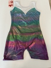 Girls size 120 dance gymnastic one piece leotard - blue purple shimmer - new