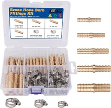 KOOTANS 32PCS Brass Hose Barb Fittings Barb Splicer Mender Hose Fittings Kit.