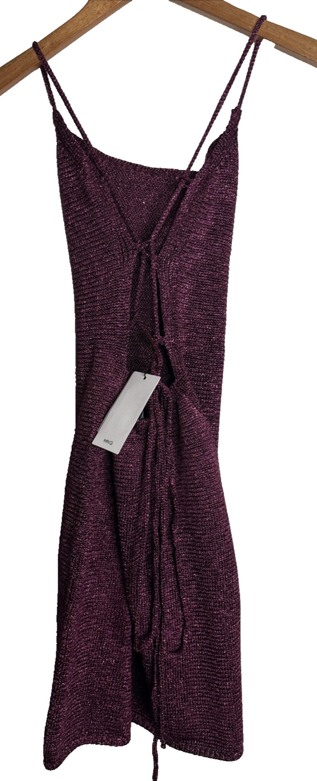 MNG Mango Lurex Cross Back Mini Dress Womens 4 Metallic Pink thumbnail 5