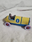 VNTG 1990s Schylling Wind Up Tin Toy Race Car with Driver 3"Ht×5 1/2"
