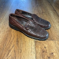 Vintage Cole Haan Woven Leather Loafers Brown Women 7.5 B Made in Brazil capsule