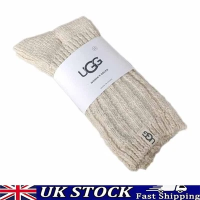 UGG Women’s Ribbed Super Pile Socks Threaded Slouchy Crew Sock One Size Gift NEW