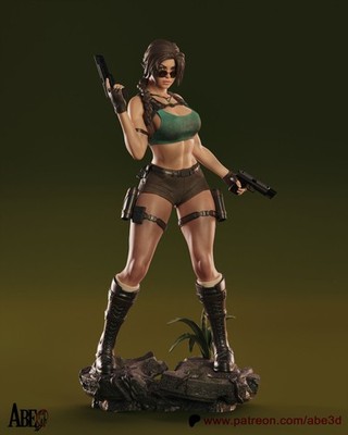 UNPAINTED Lara Croft Tomb Raider Diorama 3d Printed Model Kit