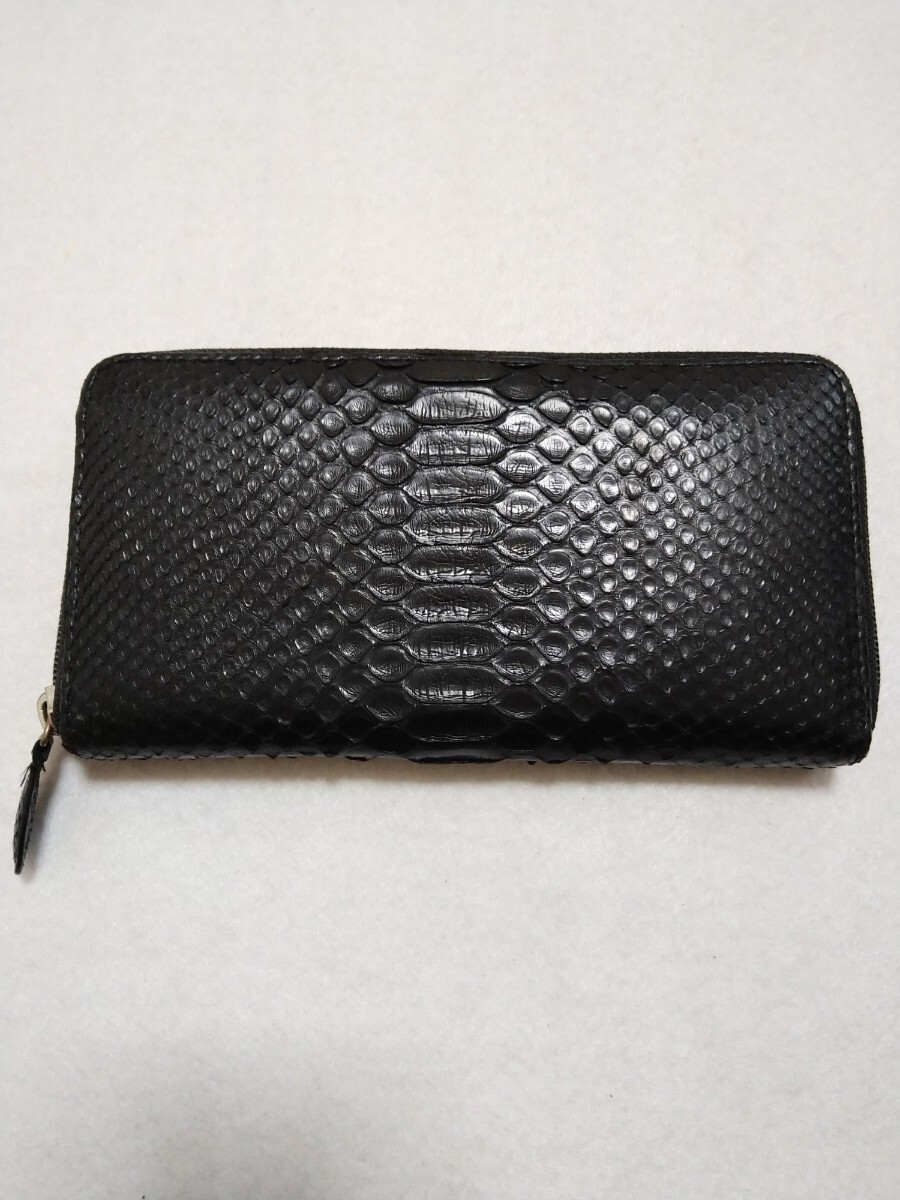 Python snake leather long wallet black - image 1