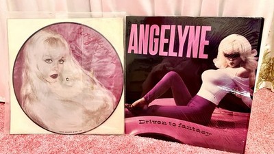 TWO Rare Vintage 1982 / 85 ANGELYNE Picture Disc Vinyl LP Driven To Fantasy