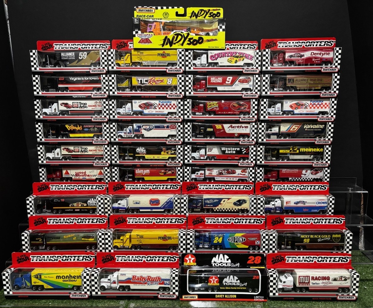 HUGE Lot of 37 NEW Matchbox SuperStar Nascar Transporter Cars NIB
