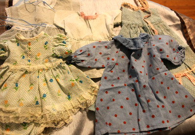 Vintage Clothing Lot of 5 Blue Doll Dresses 1 with Bloomers