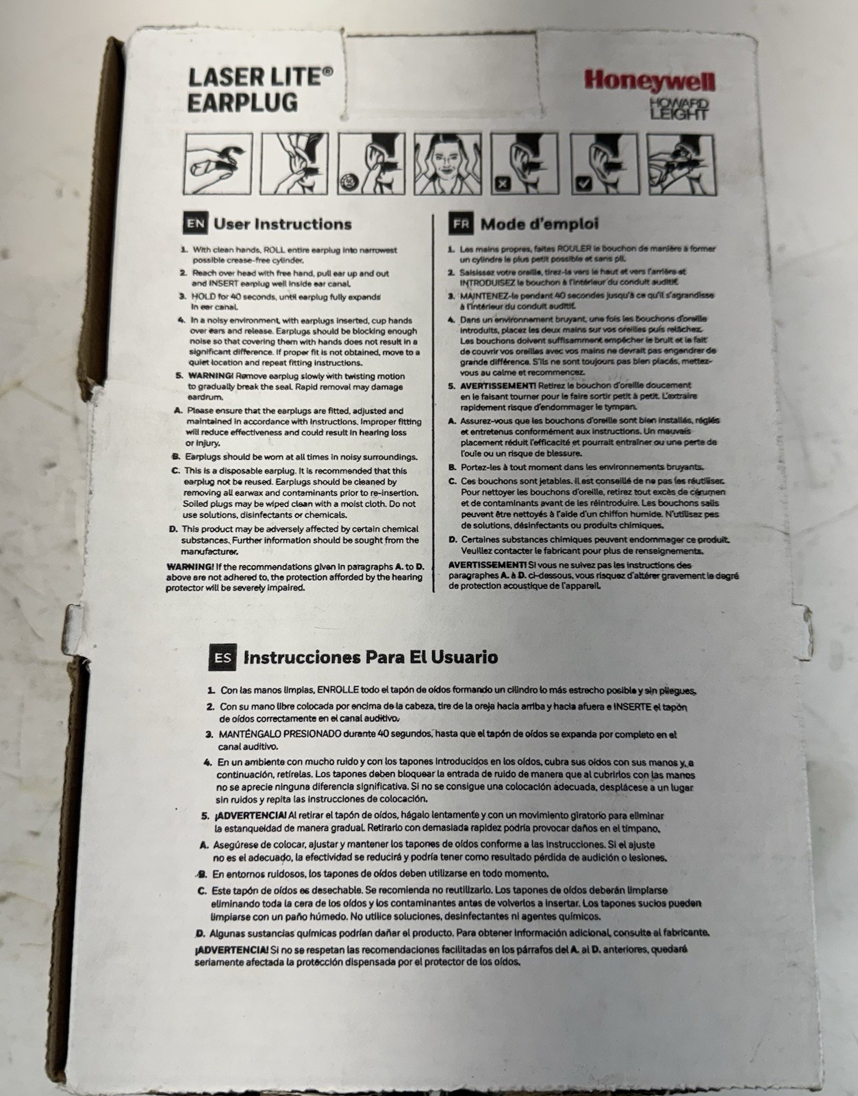 Howard Leight LL-1-D Laser Lite Uncorded Disposable Earplugs (500 PAIRS)