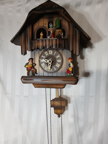 Orologio a cucù tedesco primi anni 70 Foresta Nera con ballerine e carillon 3 pesi
