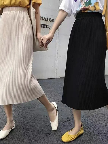Slimming High Waist A-line Midi Skirt for Plus Size Women Summer Thin Elastic Wa