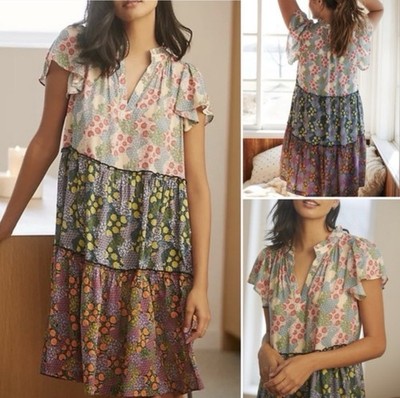 Anthropologie Dress Women's Medium Floral Boho Cottage Casual Penrose Tunic
