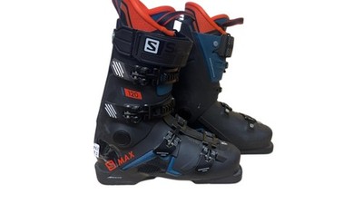 Salomon S/MAX 120 Men Alpine Ski Boots Size 26.5 Black Blue Orange Custom Shell