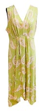 Ruby Rd. Green Paisley High-Low Dress Sleeveless V-Neck Empire Waist Womens M