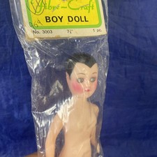 FIBRE CRAFT BOY DOLL ERROR FEMALE BODY 7 1/4  TALL SLEEPY BLUE EYES 3003 SEALED