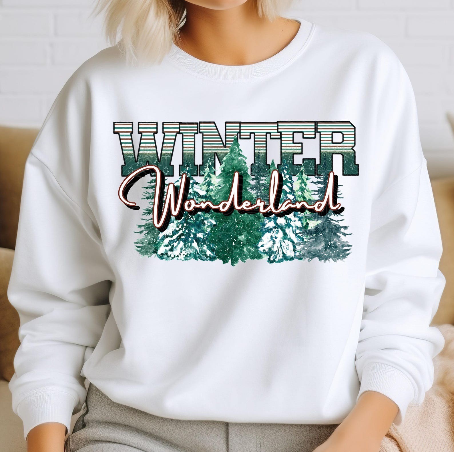 Winter Wonderland Christmas Tree DTF Transfer Ready for Press Print