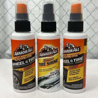 Armor All Extreme Wheel & Tire Cleaner + Tire Shine (3 Pack) NEW 4oz Each Foam