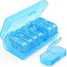 XL Weekly Pill Organizer 2 Times a Day, Pill Box 7 Day with One-Side Large Op...