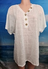 Nwt CUPSHE Women's White Collared Cover-Up SIZE Small Open Sides