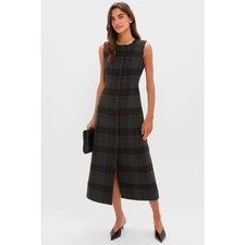 Tuckernuck Forest Plaid Wool Rhoda Midi Dress Sleeveless Classic Fall Winter