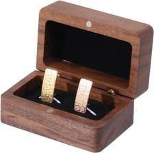 CHGCRAFT Walnut Wooden Cufflink Gift Box Small Vintage Rustic Gifts Box Cufflin
