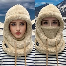 Cold Weather Thermal Balaclava Scarf Winter Windproof Hood Hat Plush Neck Warmer
