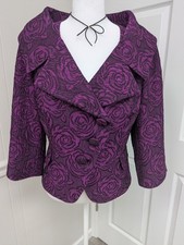 Kay Unger Purple Floral Jacquard Peplum Blazer, size 12