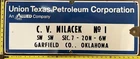 Vintage Porcelain Oil Field Sign - Union Texas Petro CV Milacek Garfield Co OK