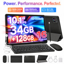 2026 New Tablet Bundle Android 16 Wifi Tab 10.1" IPS 128GB With Keyboard Case