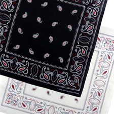 Bandana Bandanna Scarf With A Paisley Themed Pattern Black White Festival Bik...