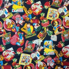 RARE OOP VINTAGE Love Notes Old Fashion Valentines Cards Cotton Quilt Fabric