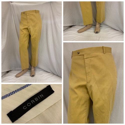 Corbin Pants 36x28 Yellow Flat Front 