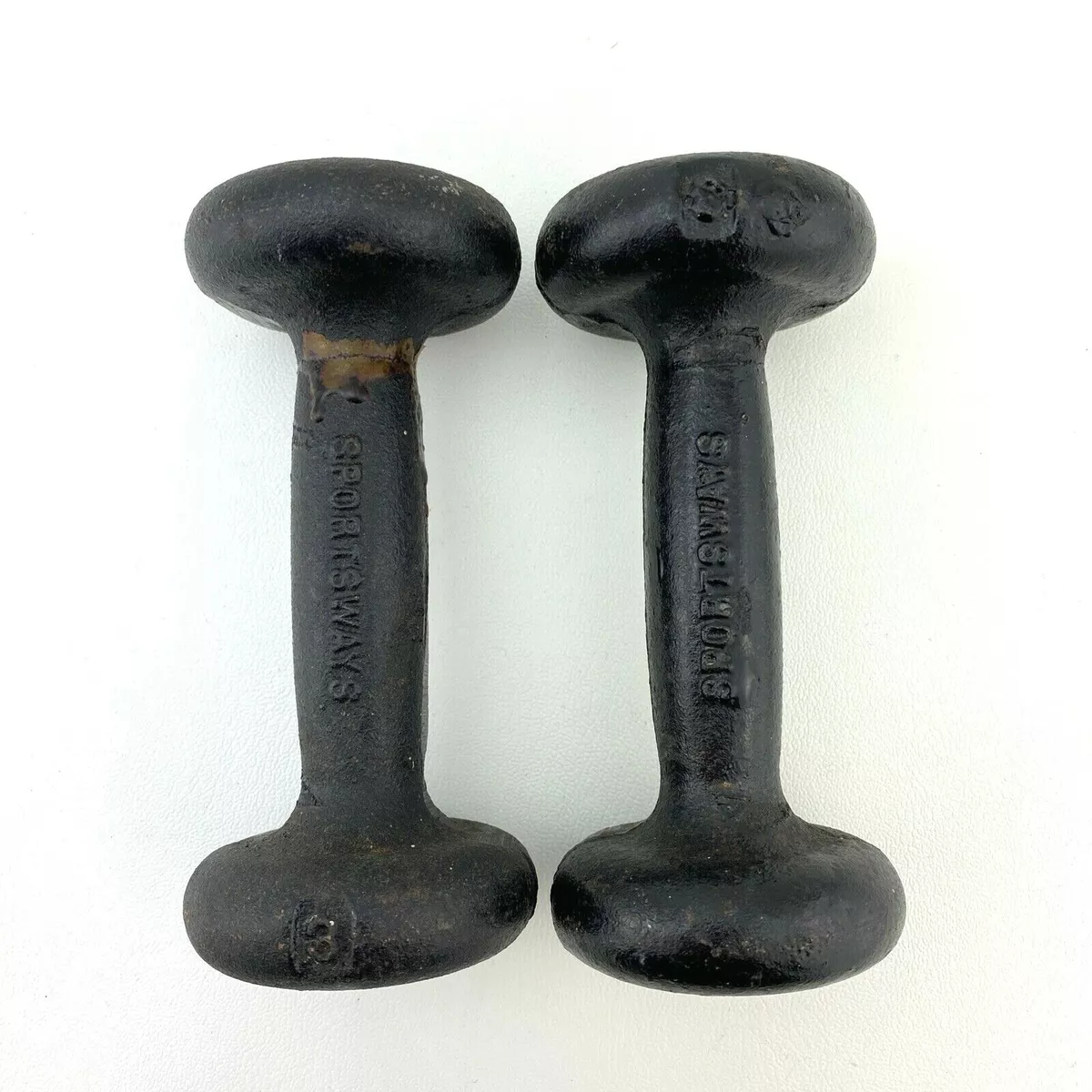 3 LB Cast Iron Round Pair of Dumbbells Set Sportsways 2 Dumbbells