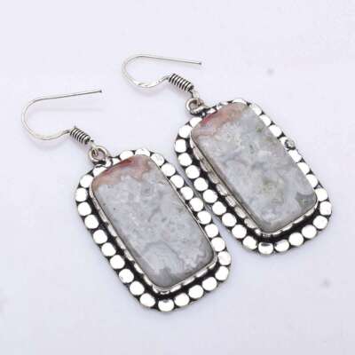 Boucles D'Oreilles Goutte En Péridot Vert - Plaqué Argent - Fait Main - Inde - 2.5"