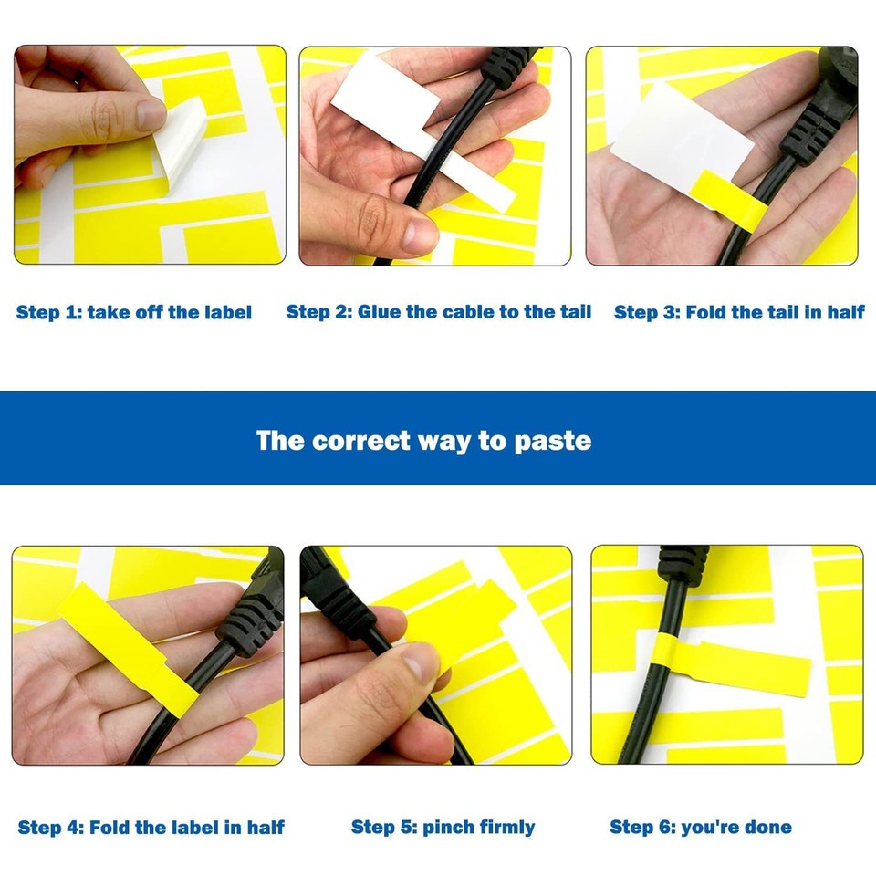 32 étiquettes Autocollantes Pour Câbles - Autolaminantes, 21x65 Mm, Bleu - Marquage Durable Et Organisé Pour Câbles électriques, Réseau