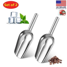 2x Stainless Steel Scoop Bar Ice Candy Dry Goods Popcorn Commercial Scooper 12oz