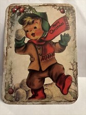 Christmas Decor Holiday Vintage Style Die Cut Cardboard Holiday Wall Decor 5x7