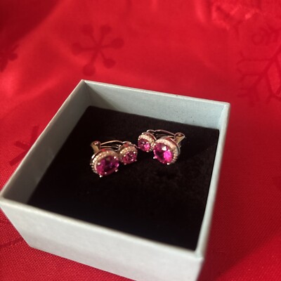 LUXENTER STERLING Silver PINK Stone Clip On Earrings