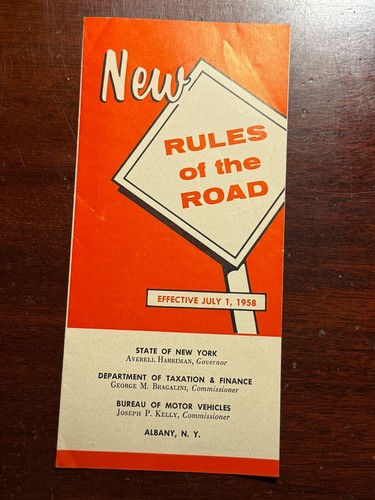 New Rules of the Road 1958 State of New York Vintage Brochure - 第 1/3 張圖片