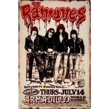 Vintage Punk Rock Metal Sign The Ramones at The Armadillo Club Retro Music Sign