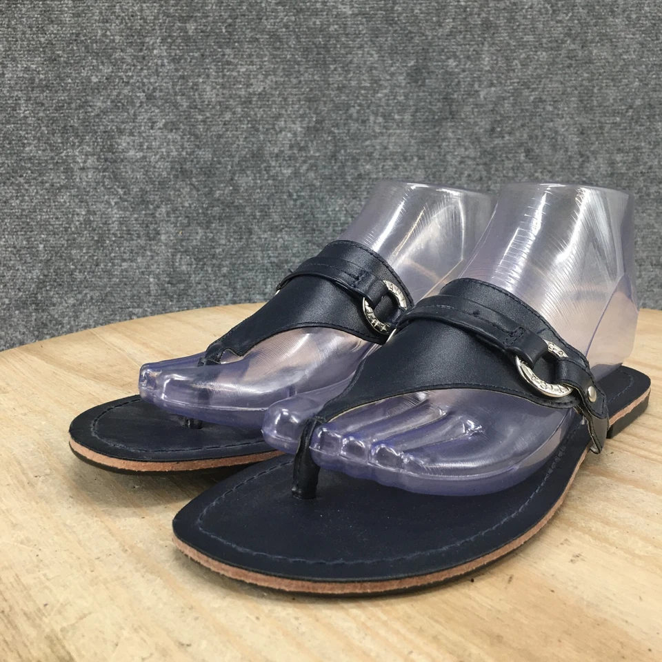 Sandalias Nautica para mujer 6 informales cómodas sin cordones tanga planas azul imitación cuero Foto 4 de 4