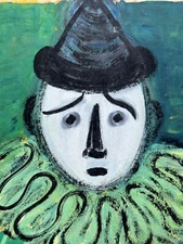 Antique Maillol Clown Portrait White Expressionist Chat Modern Art