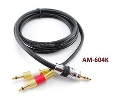 4ft 3.5mm Stereo Male to Dual Red/White Mono 3.5mm Black Audio Cable