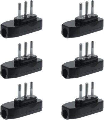 Spine Elettriche Piatte 2P+T 10A - Nero, Confezione Da 6, ExtraStar