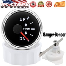 52mm Trim Meter Gauge Up-Down 0-190ohm 7 Colors LED With Sensor for Marine Boat